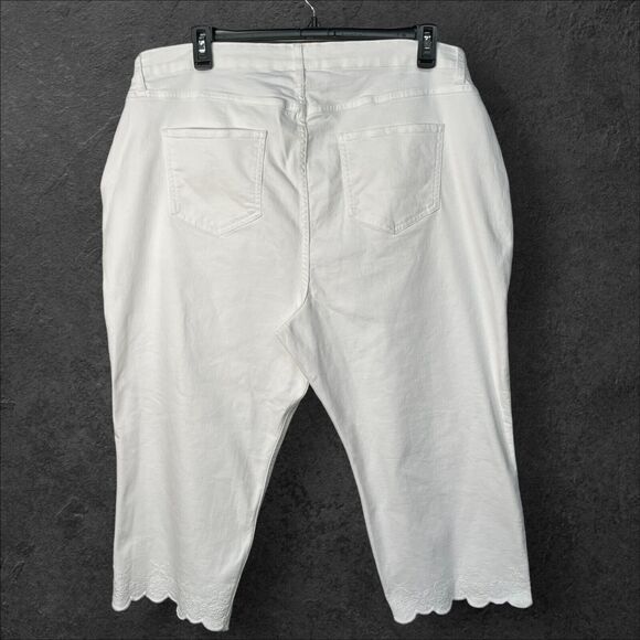 Catherines Crop Jeans Women Size 24W White Pocket Cotton Embroidery - Picture 9 of 14